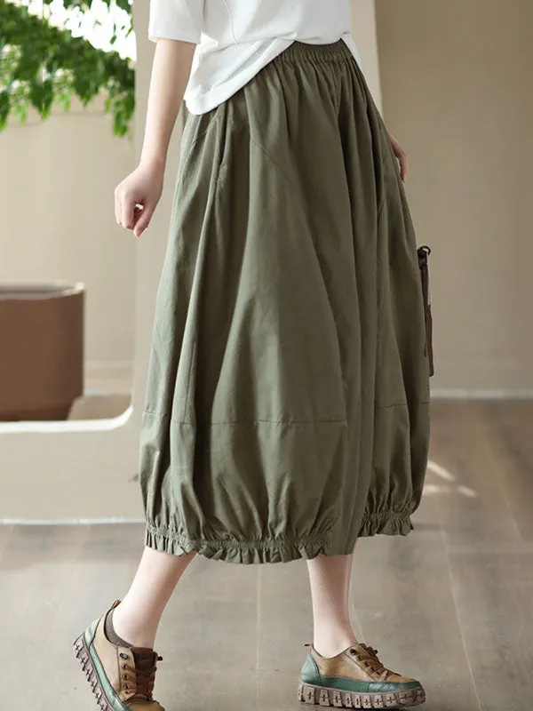 Cropped Pleated Wide Leg Casual Pants Bottoms