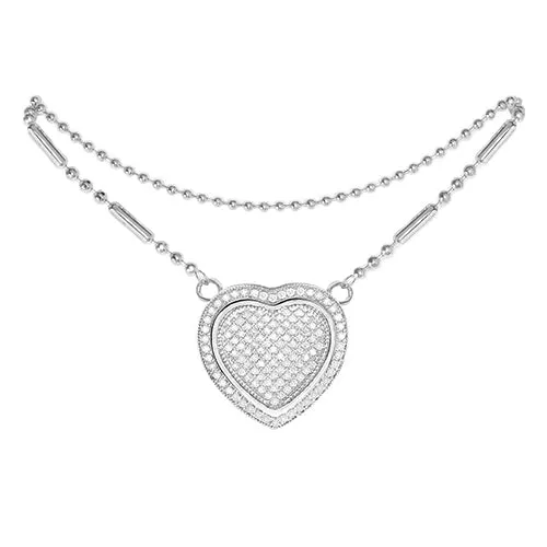 Cubic Zirconia Heart Anklet Silver