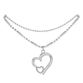 Cubic Zirconia Heart Anklet Silver