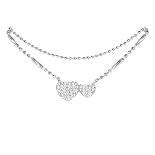 Cubic Zirconia Heart Anklet Silver