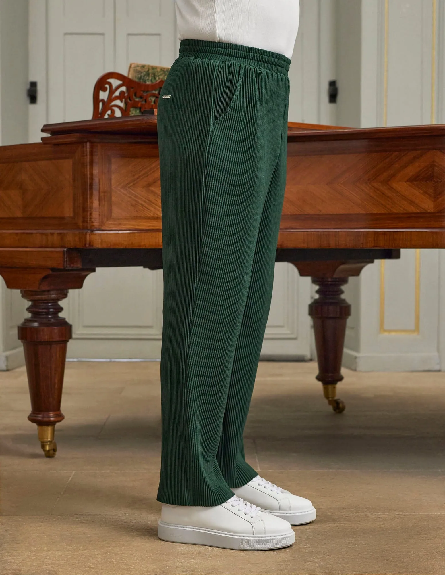 Dark Green Pleated Trouser