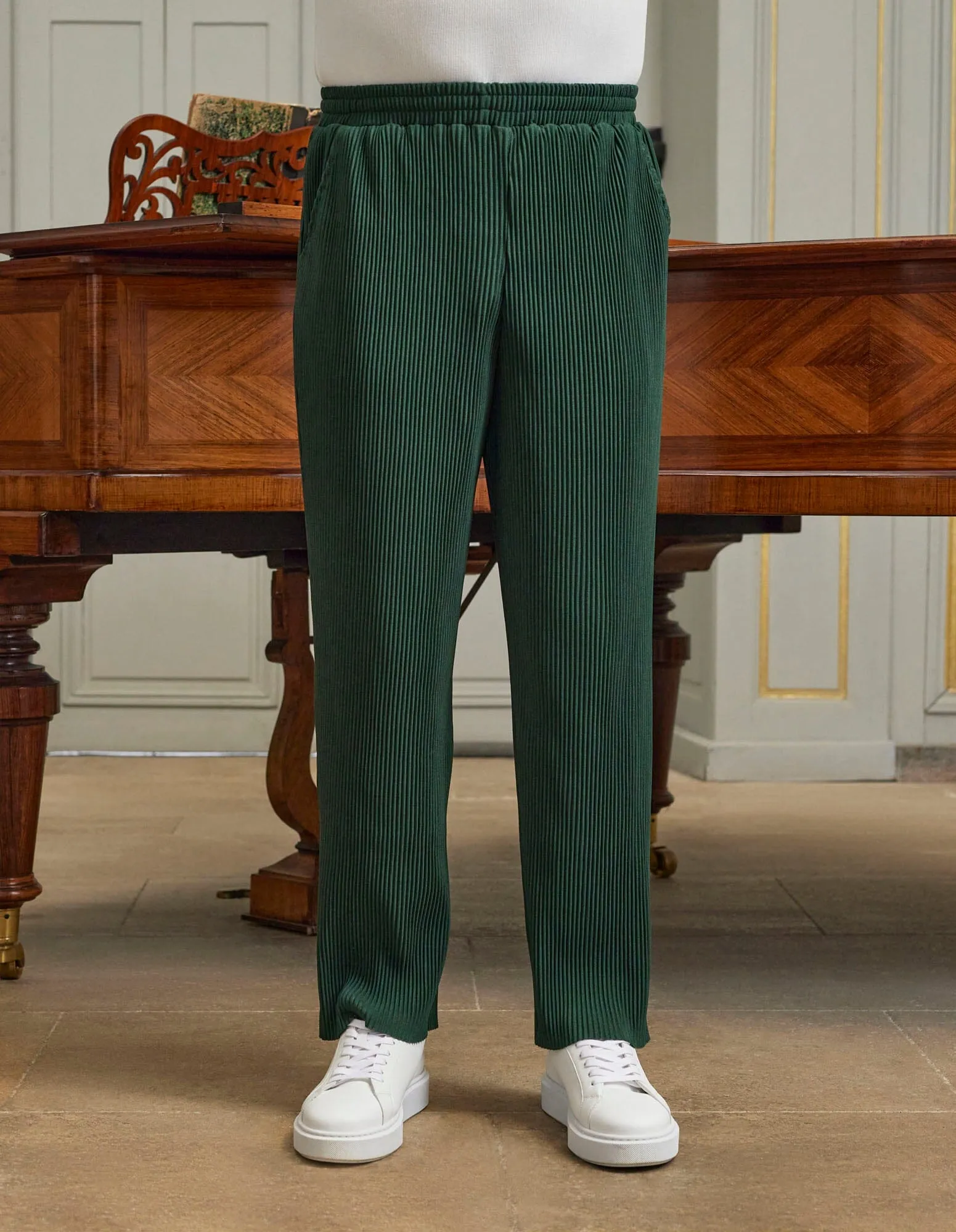 Dark Green Pleated Trouser