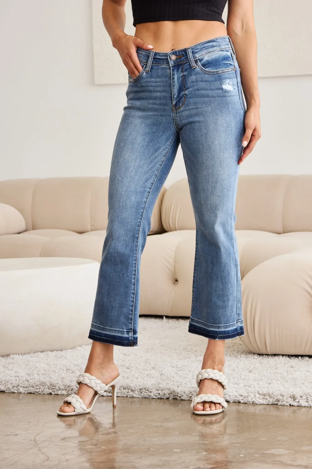 Denim Switch Cropped Jeans by Judy Blue