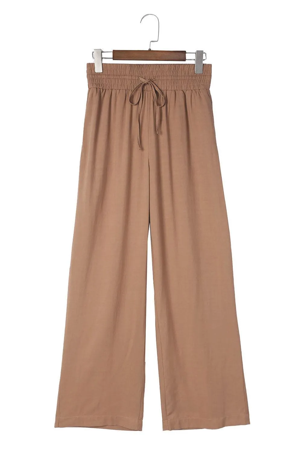 Drawstring Wide Leg  Pants with Elastic Waist for Work Casual for Women