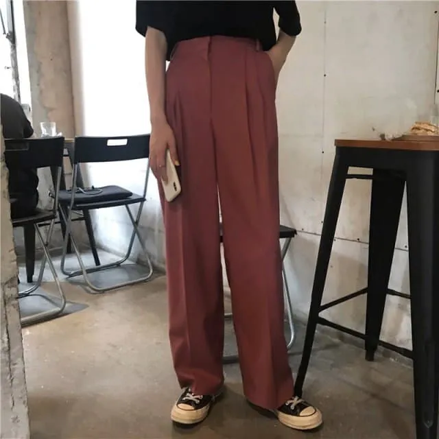 DressBetty - Straight Large Size Casual Solid Wide Leg Trousers Streetwear Suit Full-Length Hot Selling Chic Loose High Quality Pants