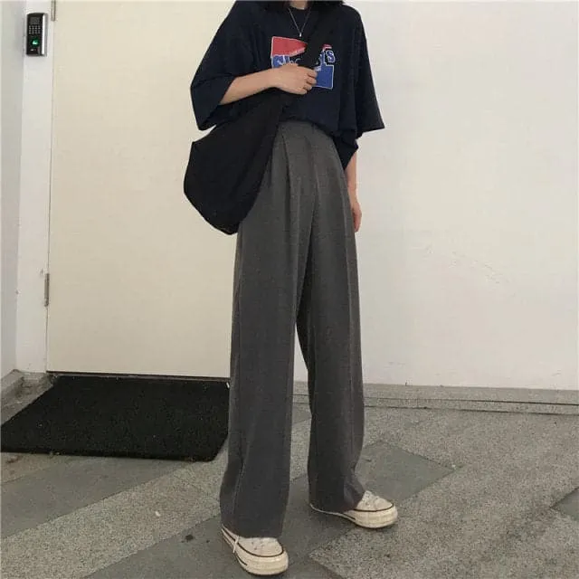 DressBetty - Straight Large Size Casual Solid Wide Leg Trousers Streetwear Suit Full-Length Hot Selling Chic Loose High Quality Pants