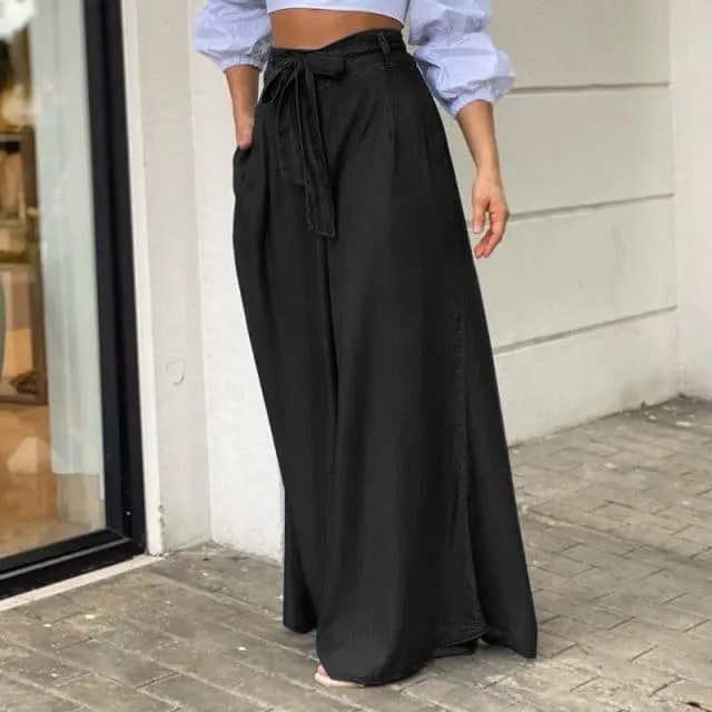 DressBetty - Women High Waist Long Pants Denim Maxi Pants