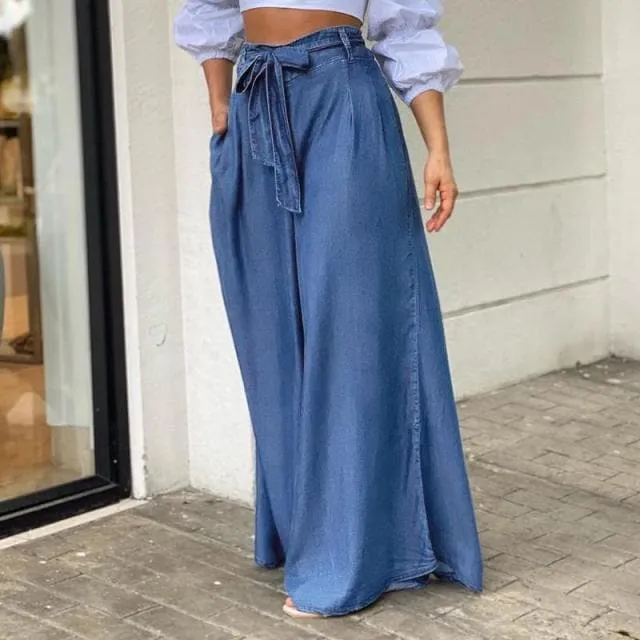 DressBetty - Women High Waist Long Pants Denim Maxi Pants