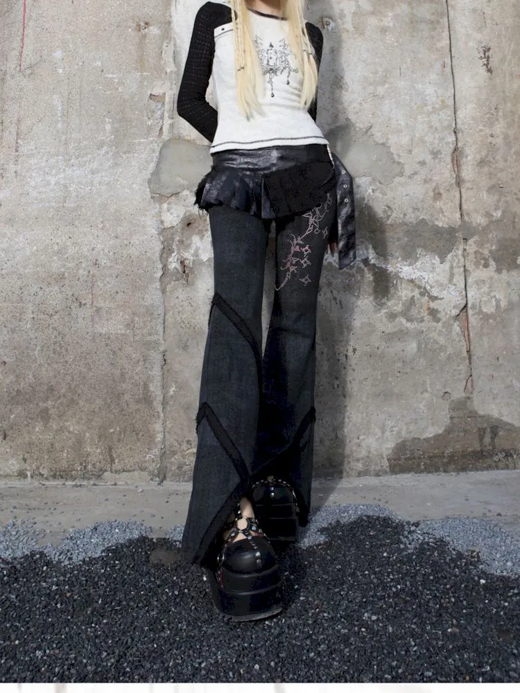 Drilling Casual Low Waist Flared Pants【s0000007585】