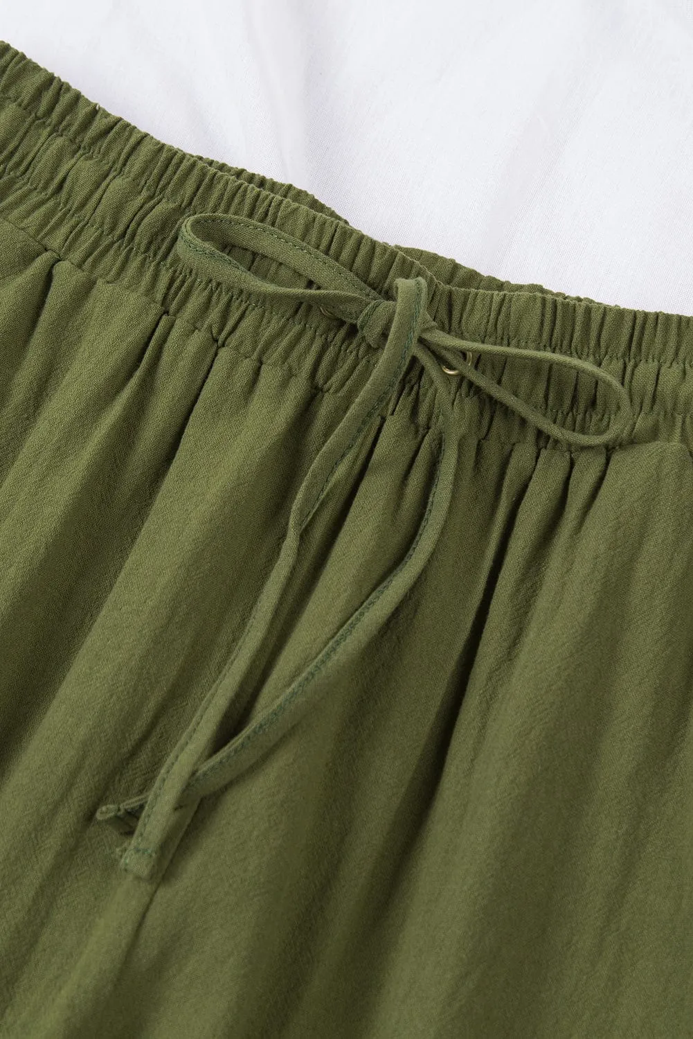 Elastic Waist Solid Color Cotton And Linen Wide-leg Loose Pants