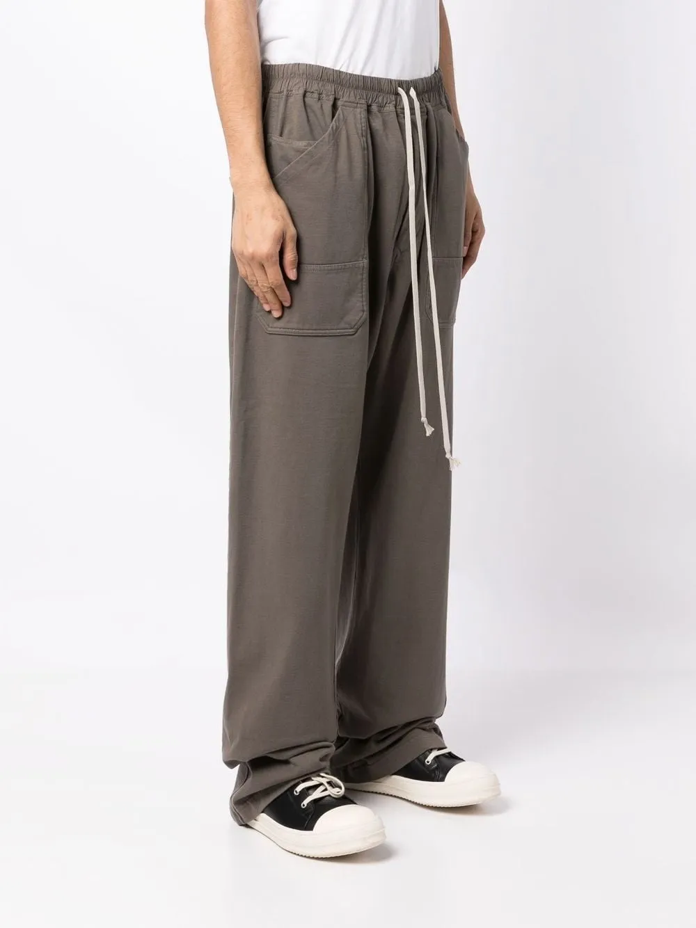 ELASTICATED WAIST STRAIGH LEG TROUSERS