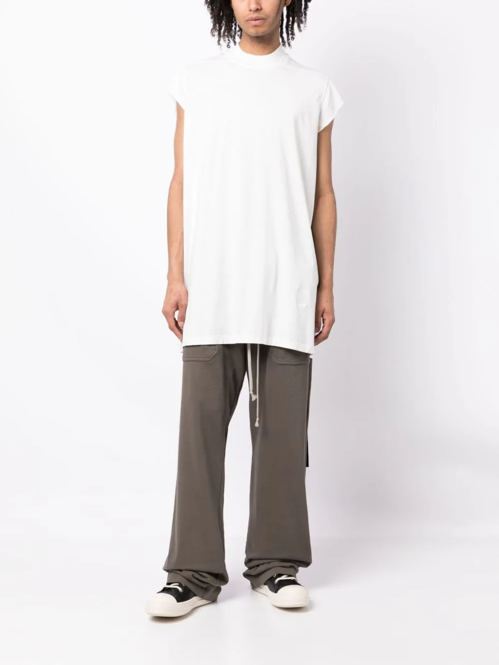 ELASTICATED WAIST STRAIGH LEG TROUSERS