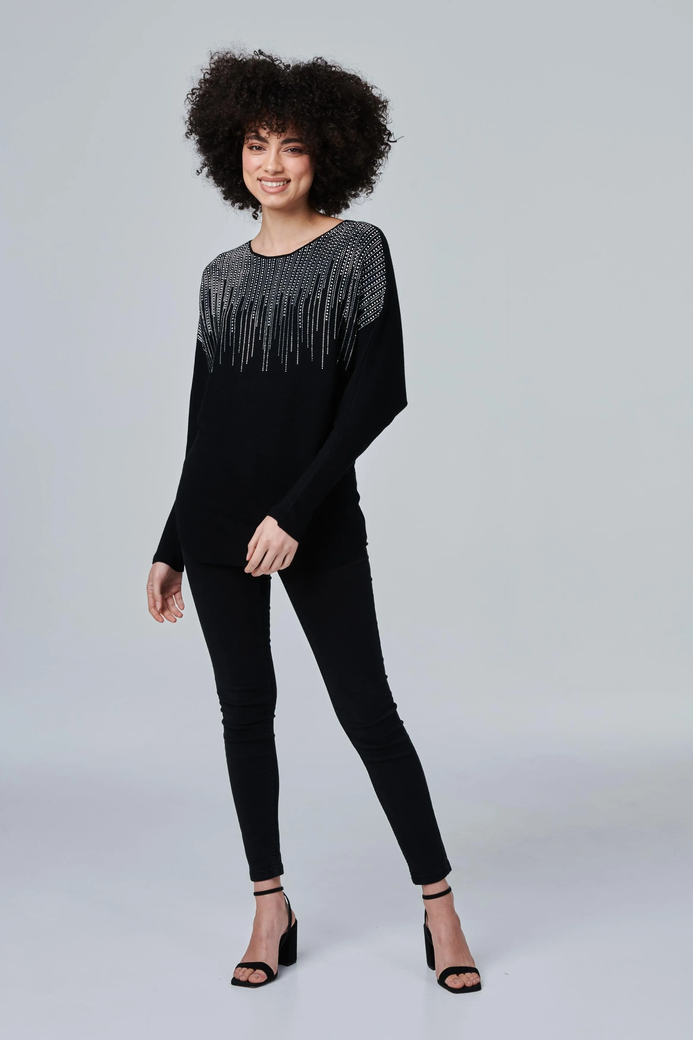 Embellished Neckline Knit Top