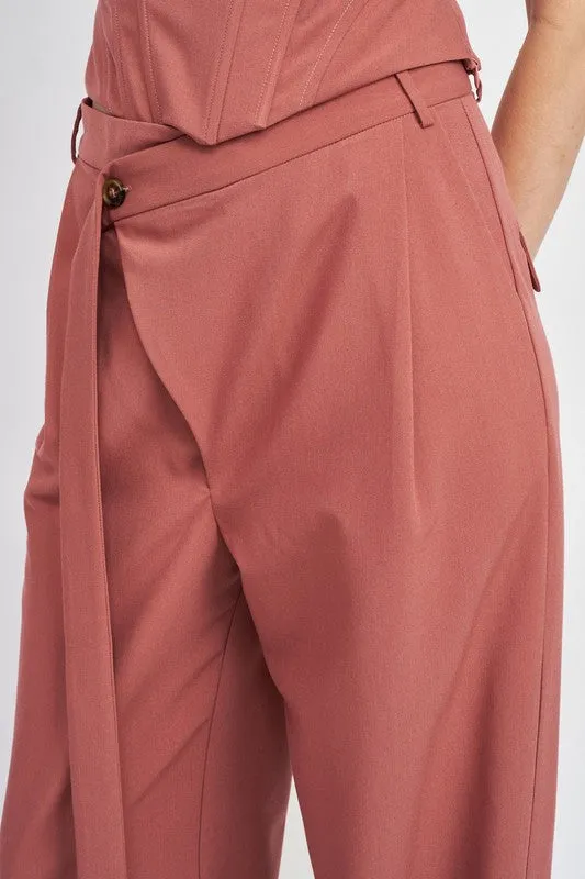 Emory Park ASYMMETRICAL LONG BELT TROUSERS