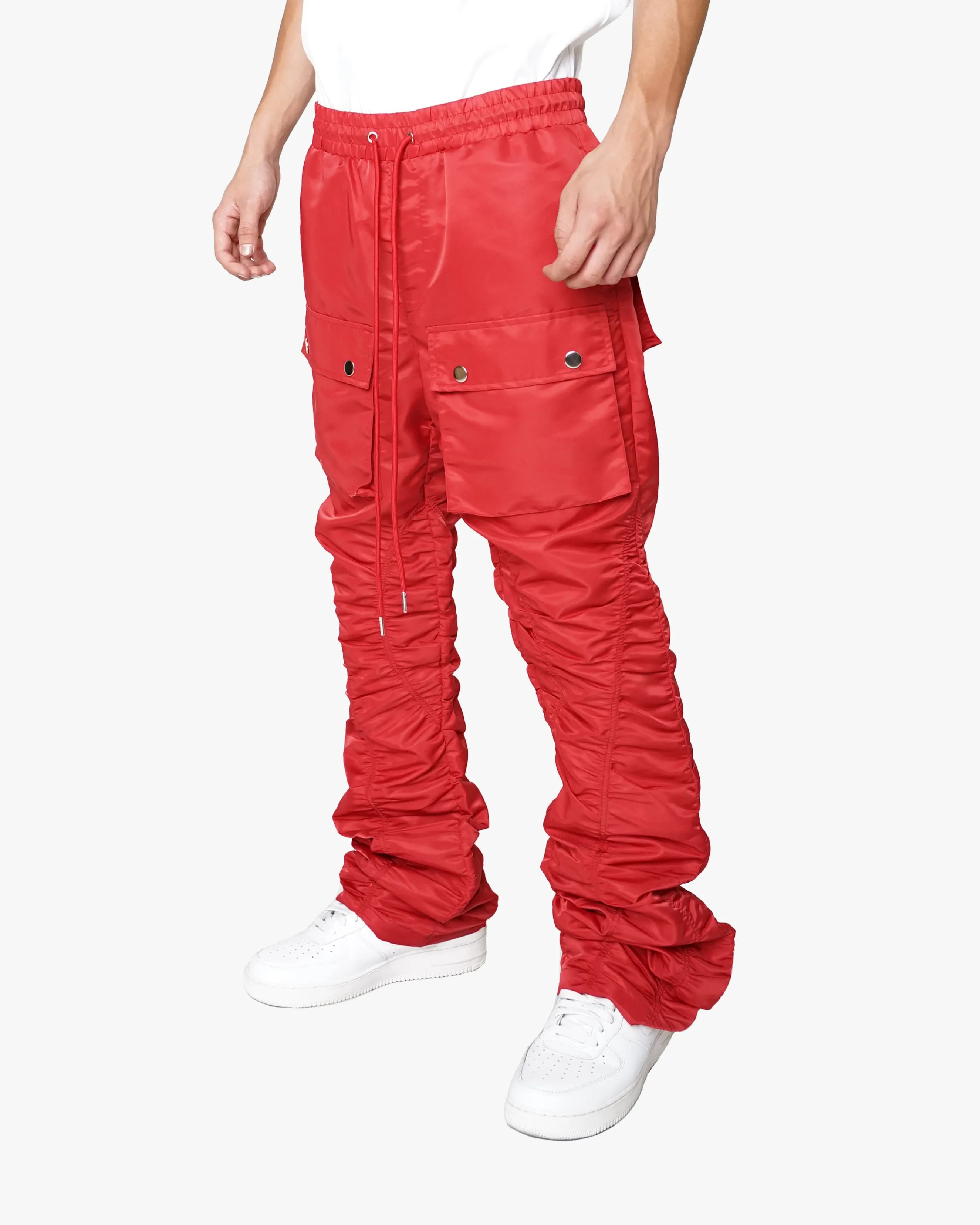 EPTM RUCHED FLARE PANTS-RED