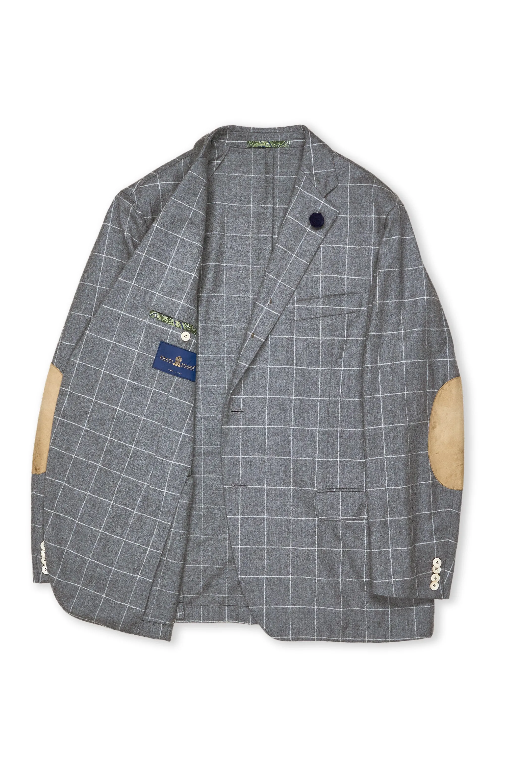 Eredi Pisano Light Grey Windowpane Wool/Cashmere Suit