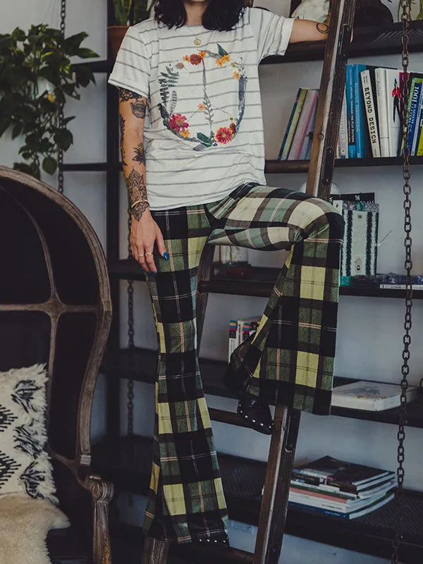 Flared Pants Plaid Pants Trousers