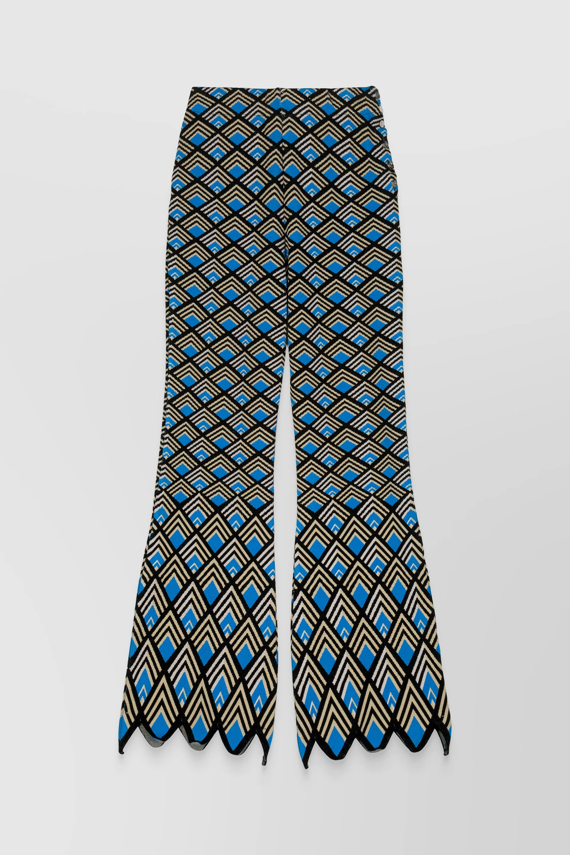 Geometric jacquard flared pants