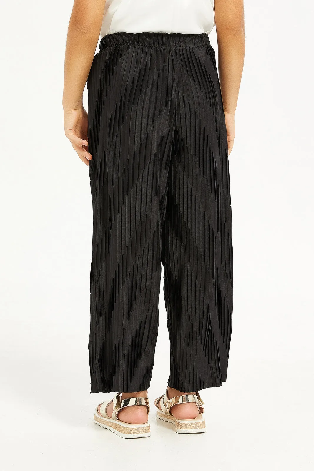 Girls Black Pleated Trouser