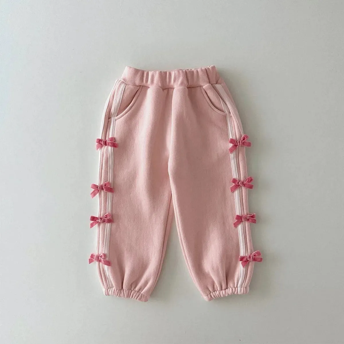 Girls Striped Bow Sweatpants