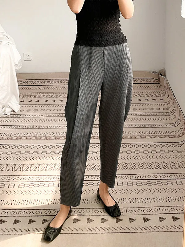 Harem Pants Ninth Pants Pleated Solid Color Ninth Pants