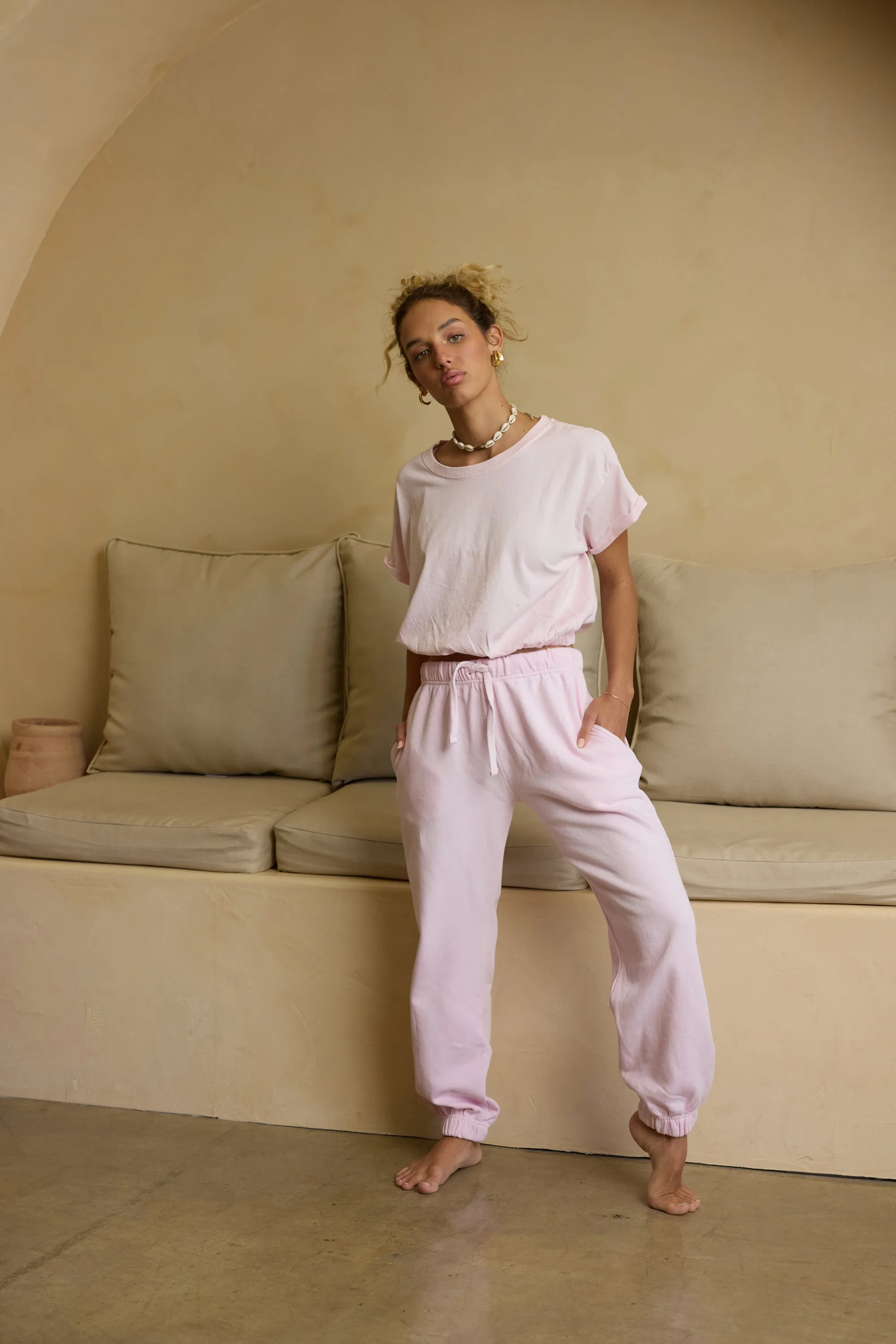 Hibiscus Pink Garment Dye Jogger