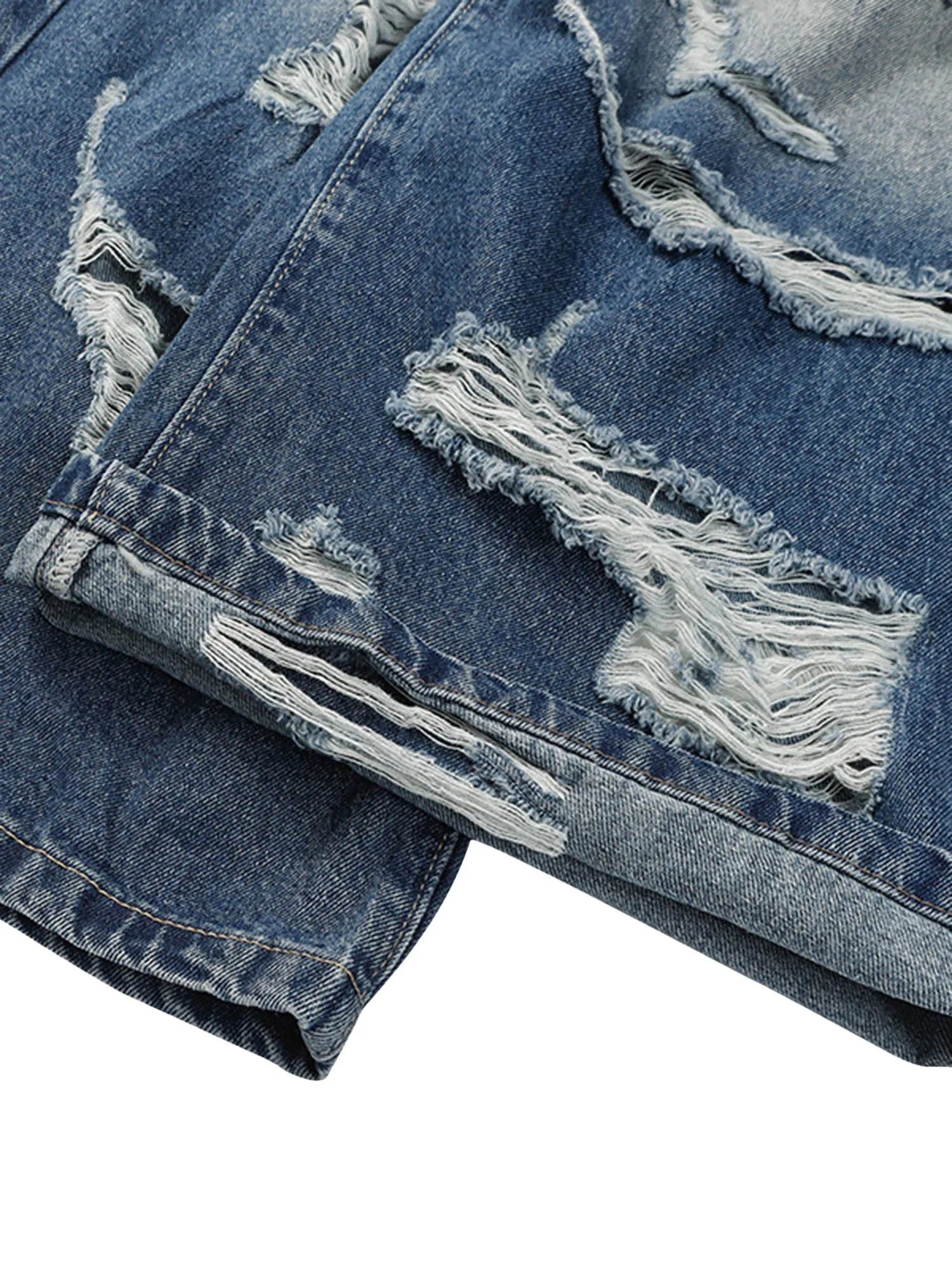 High Street Heavy Duty Ripped Washed Straight Jeans