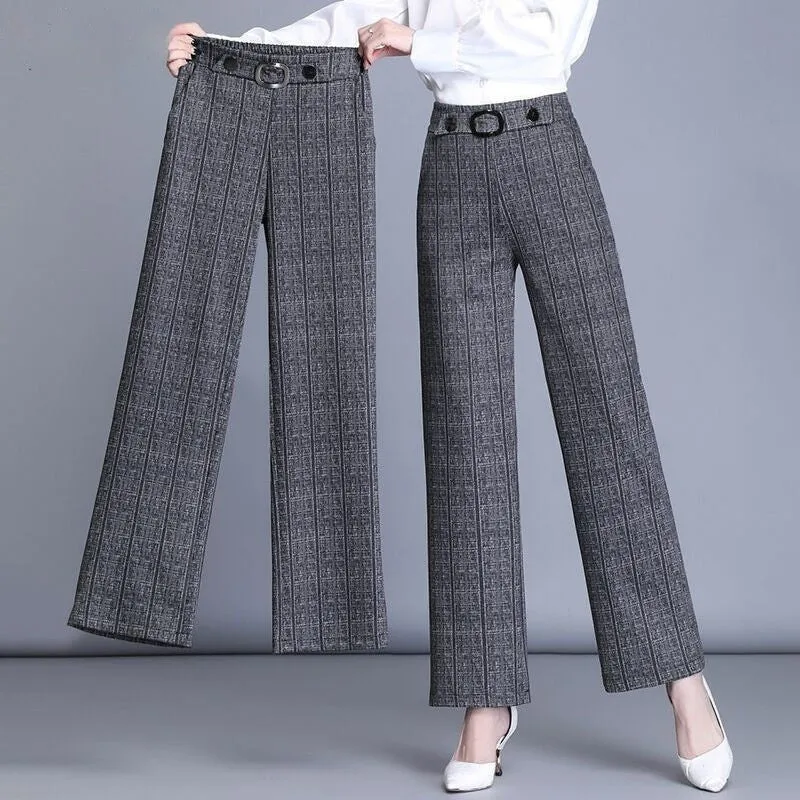 High Waist Plus Size Wide Leg Pants Casual Straight Trousers