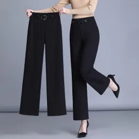 High Waist Plus Size Wide Leg Pants Casual Straight Trousers