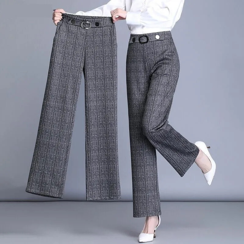 High Waist Plus Size Wide Leg Pants Casual Straight Trousers