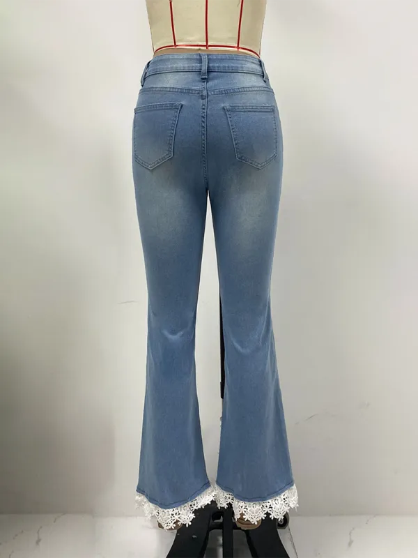 High Waist Slim Fit Bootcut Jeans For Women's With Fresh Hem Lace Trousers