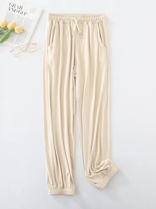 High Waisted Loose Anti-Mosquito Drawstring Elasticity Pleated Pants Yoga Bottoms