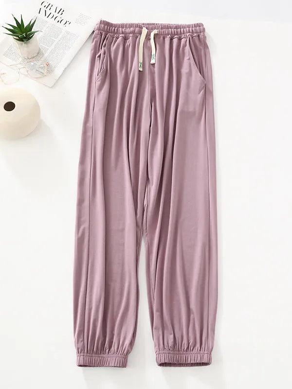 High Waisted Loose Anti-Mosquito Drawstring Elasticity Pleated Pants Yoga Bottoms