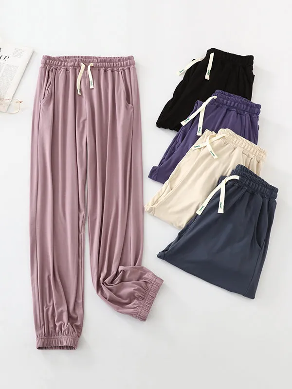 High Waisted Loose Anti-Mosquito Drawstring Elasticity Pleated Pants Yoga Bottoms