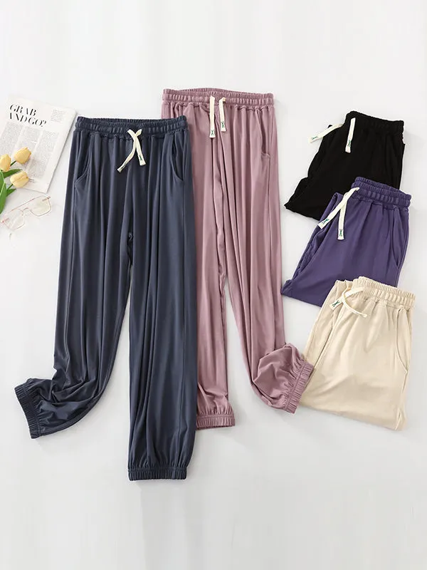 High Waisted Loose Anti-Mosquito Drawstring Elasticity Pleated Pants Yoga Bottoms