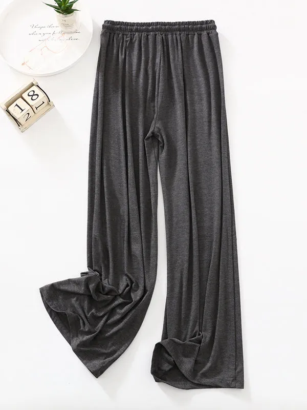 High Waisted Loose Drawstring Elasticity Solid Color Casual Pants Bottoms Trousers