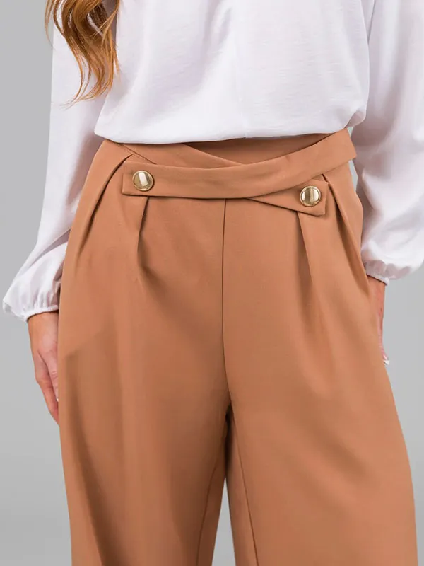 High Waisted Loose Pleated Split-Joint Pants Trousers