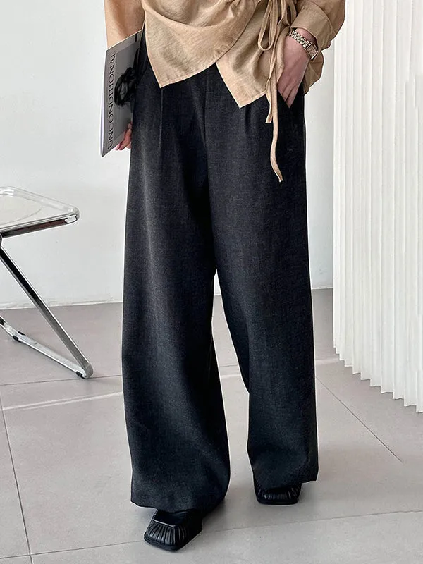 High Waisted Loose Pleated Split-Joint Suit Pants Trousers