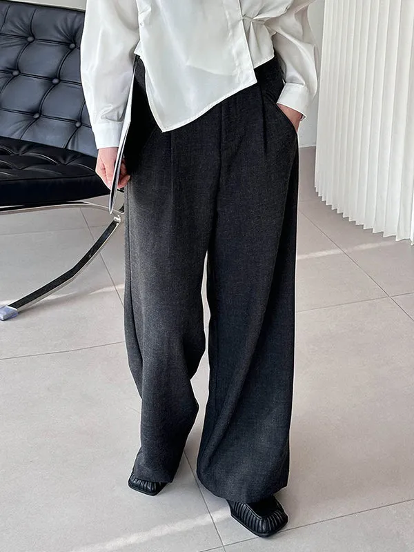 High Waisted Loose Pleated Split-Joint Suit Pants Trousers