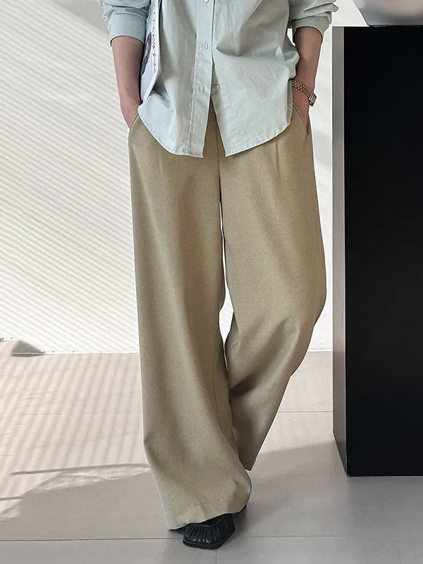 High Waisted Loose Pleated Split-Joint Suit Pants Trousers