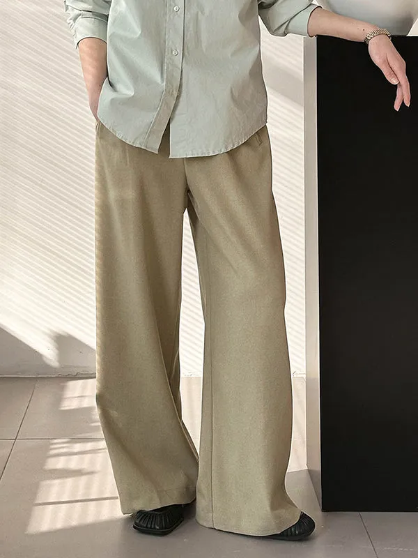 High Waisted Loose Pleated Split-Joint Suit Pants Trousers