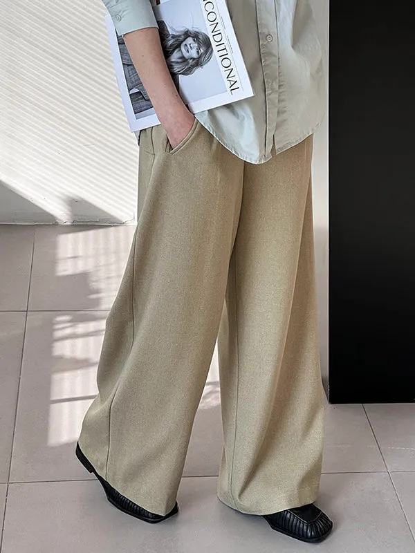 High Waisted Loose Pleated Split-Joint Suit Pants Trousers