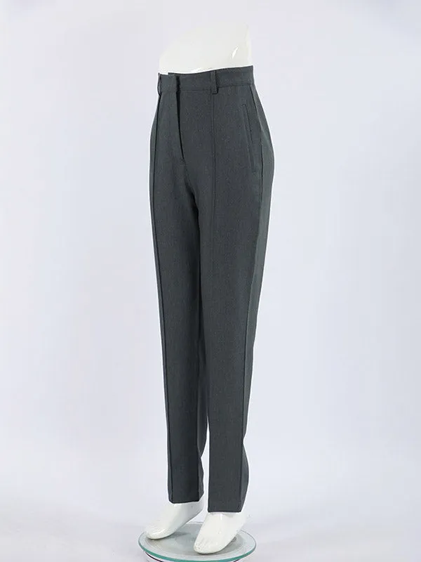 High Waisted Pleated Solid Color Split-Joint Suit Pants Trousers