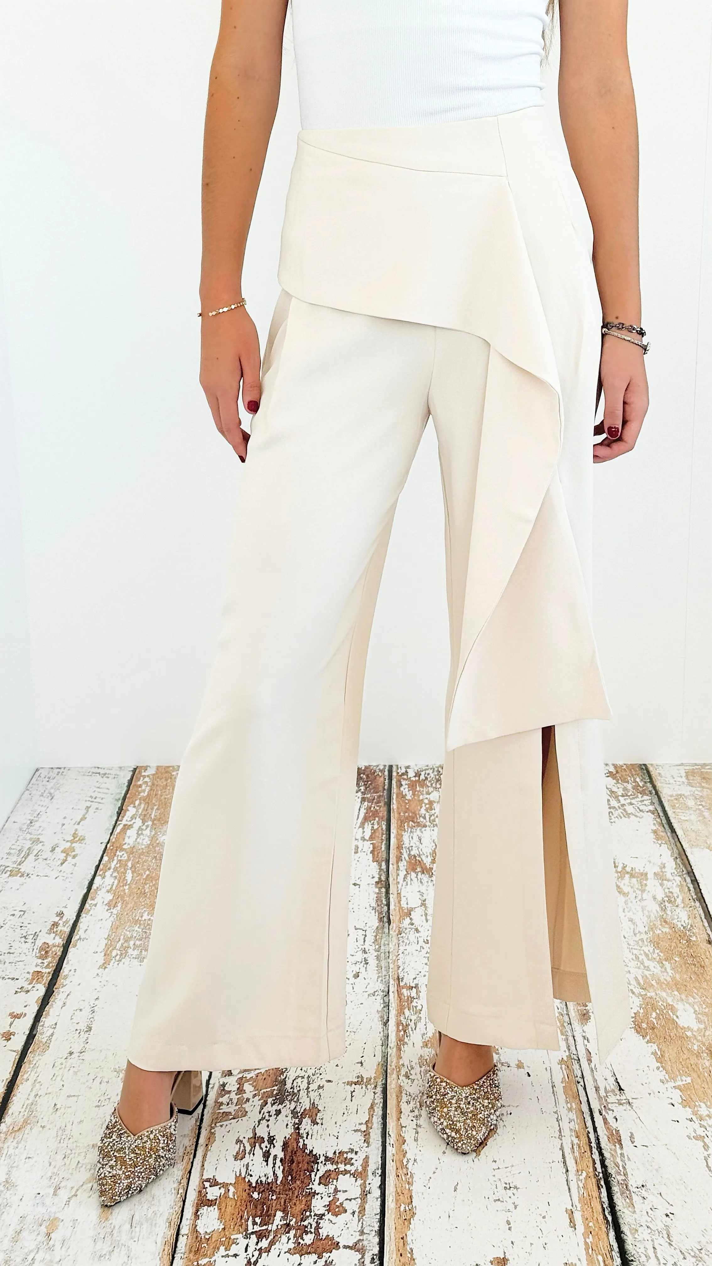 High Waisted Side Slit Pants