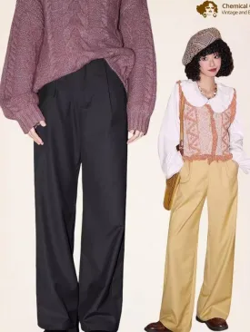 High waisted thin straight long suit pants【s0000007112】