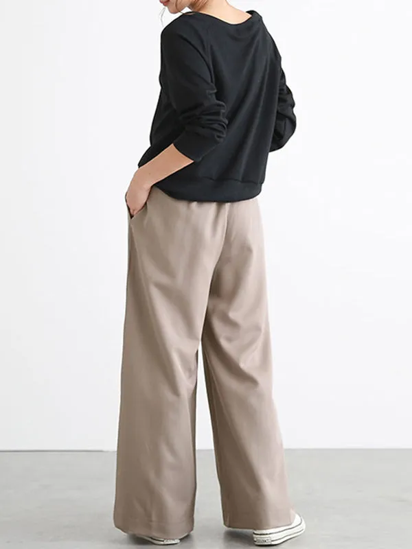 High Waisted Wide Leg Elasticity Solid Color Split-Joint Wide Side Pants Trousers