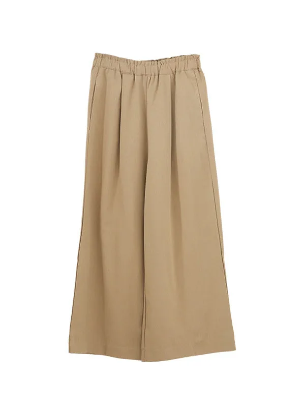 High Waisted Wide Leg Elasticity Solid Color Split-Joint Wide Side Pants Trousers