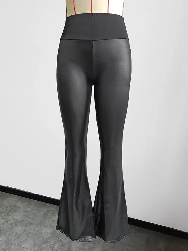 High Waisted Wide Leg Solid Color Split-Joint Pants Flared Trousers