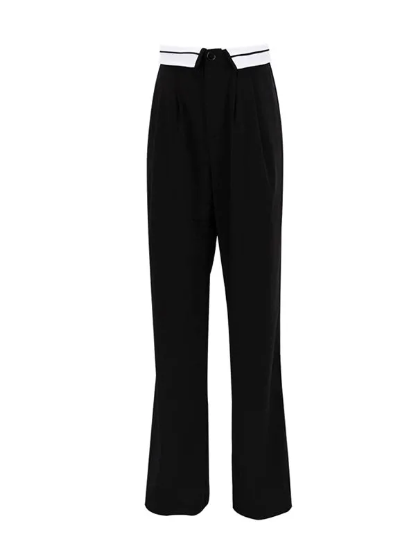 High Waisted Wide Leg Split-Joint Casual Pants Bottoms Trousers