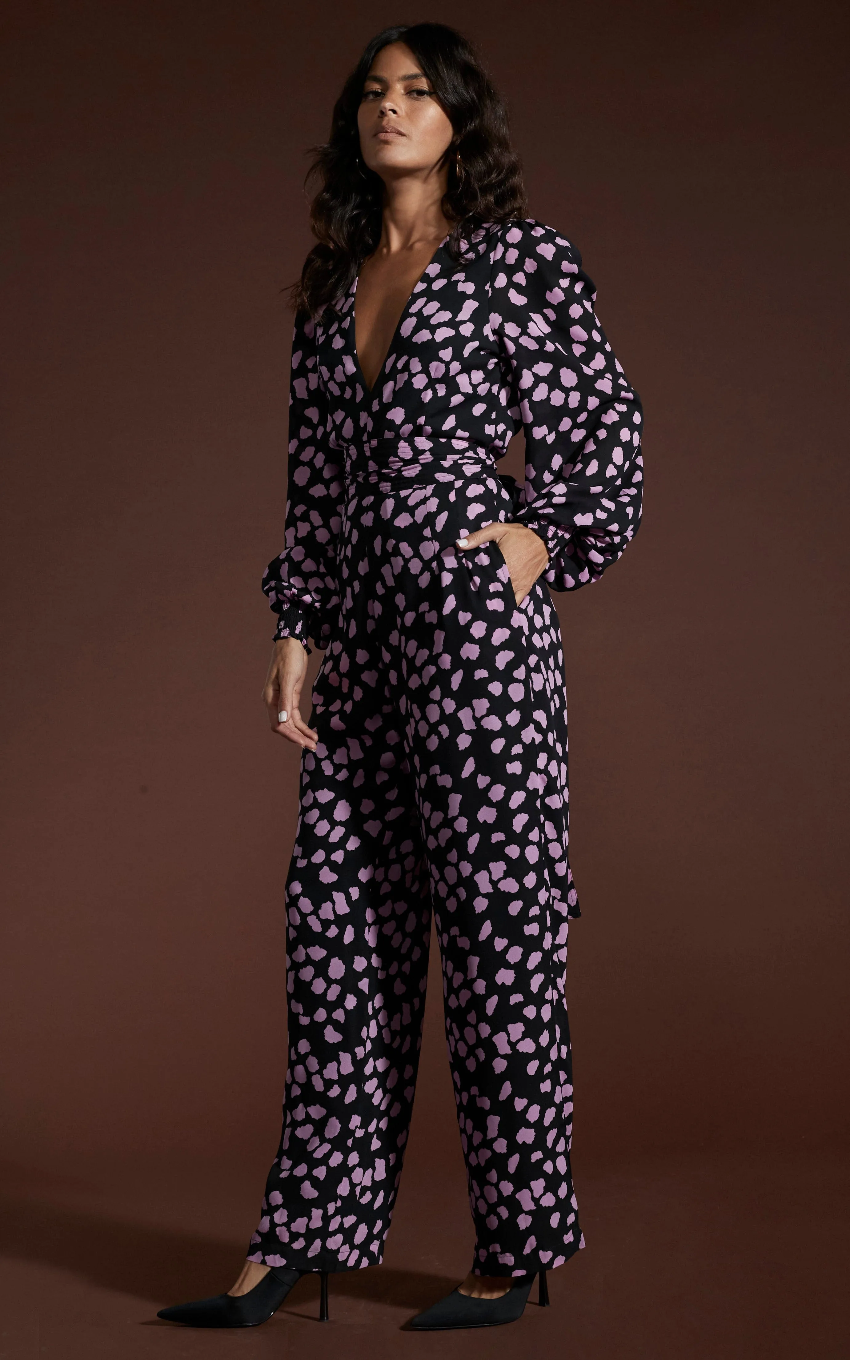 Holly Jumpsuit In Pink On Black Cloud